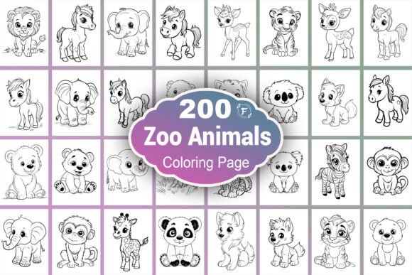 Cute Zoo Animals Coloring Page