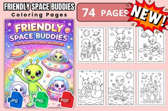 Friendly Space Buddies Coloring Fun