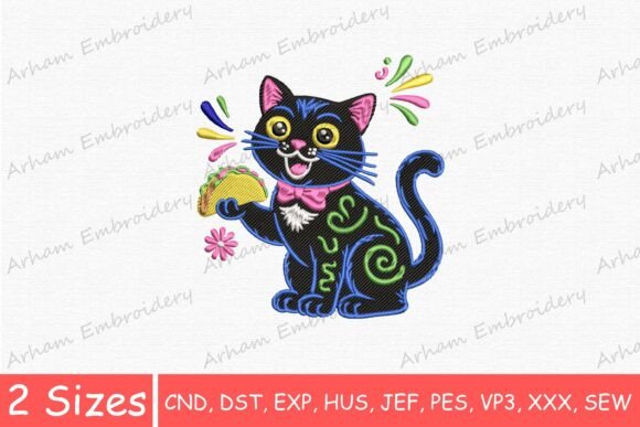 Funny Black Cat with Taco