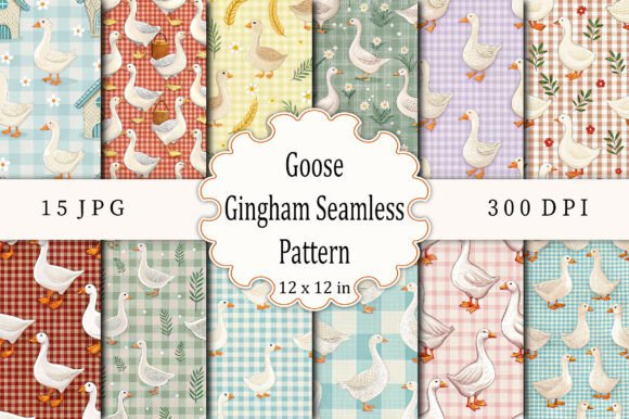 Goose Gingham Seamless Pattern