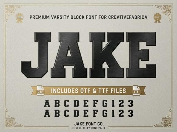 Preview specimen of Jake display font