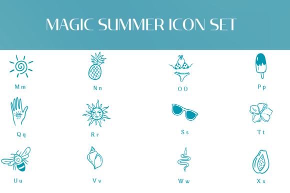 Magic Summer Icon Set Font PNG with transparent background - Preview 2