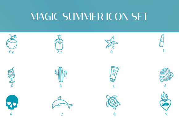 Magic Summer Icon Set Font PNG with transparent background - Preview 3