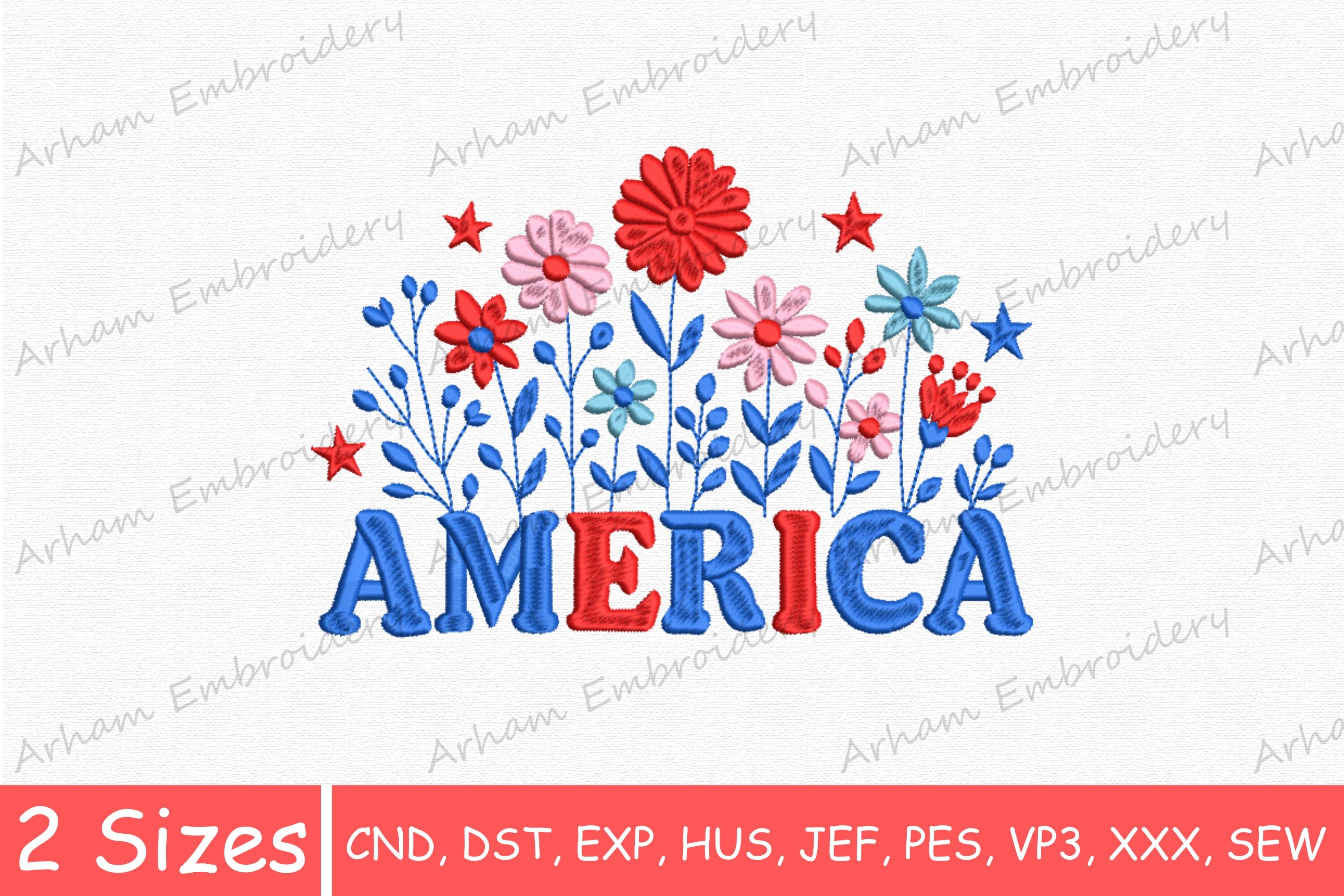 Patriotic Flowers with America Text