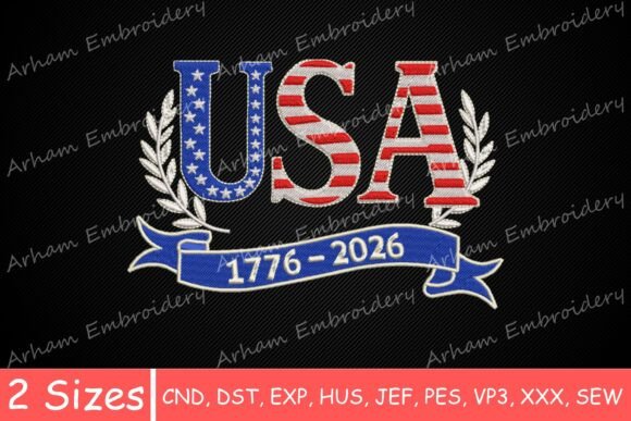 Patriotic USA 1776-2026 Flag Letters