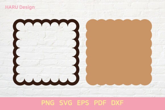 Scallop Shape Square Frame Sign Labels Graphic by HARUdesign · Creative ...