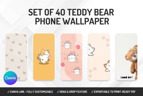Set of 40 Teddy Bear Phone Wallpaper