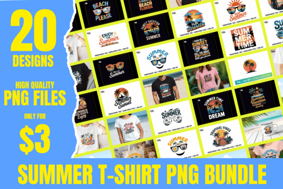 Preview of Summer T-Shirt PNG Bundle – 20 Designs T-shirt, sticker, and sublimation design