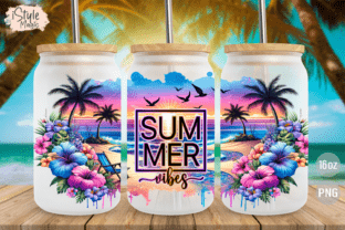 Summer Vibes 16oz Glass Can Wrap PNG Graphic by iStyleMagic · Creative ...