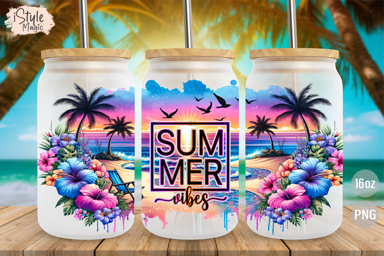 Summer Vibes 16oz Glass Can Wrap PNG Graphic by iStyleMagic · Creative ...