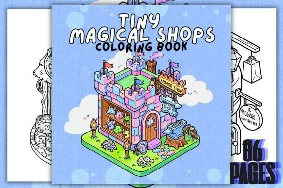 Preview of Tiny Magical Shops Coloring Book coloring pages for adults