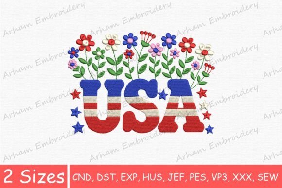 USA Patriotic Floral Accent & Stars