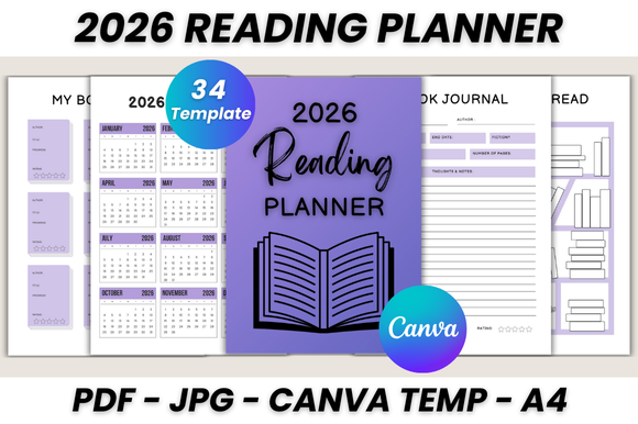 2026 Reading Planner Canva Template
