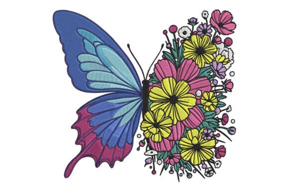 Butterfly Floral Embroidery Design