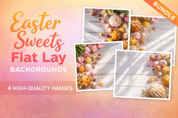 Easter Sweets Flat Lay Backgrounds Grafik KI Grafiken Von AVS Studio