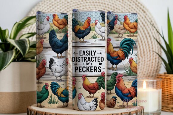 Funny Farm Chicken 20oz Tumbler Wrap Grafik Wraps für Becher Von Drumpee Design