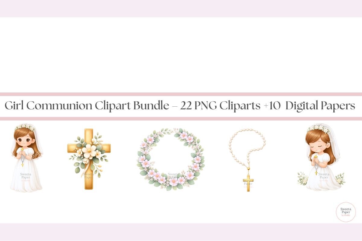 Girl Communion Clipart & Papers PNG