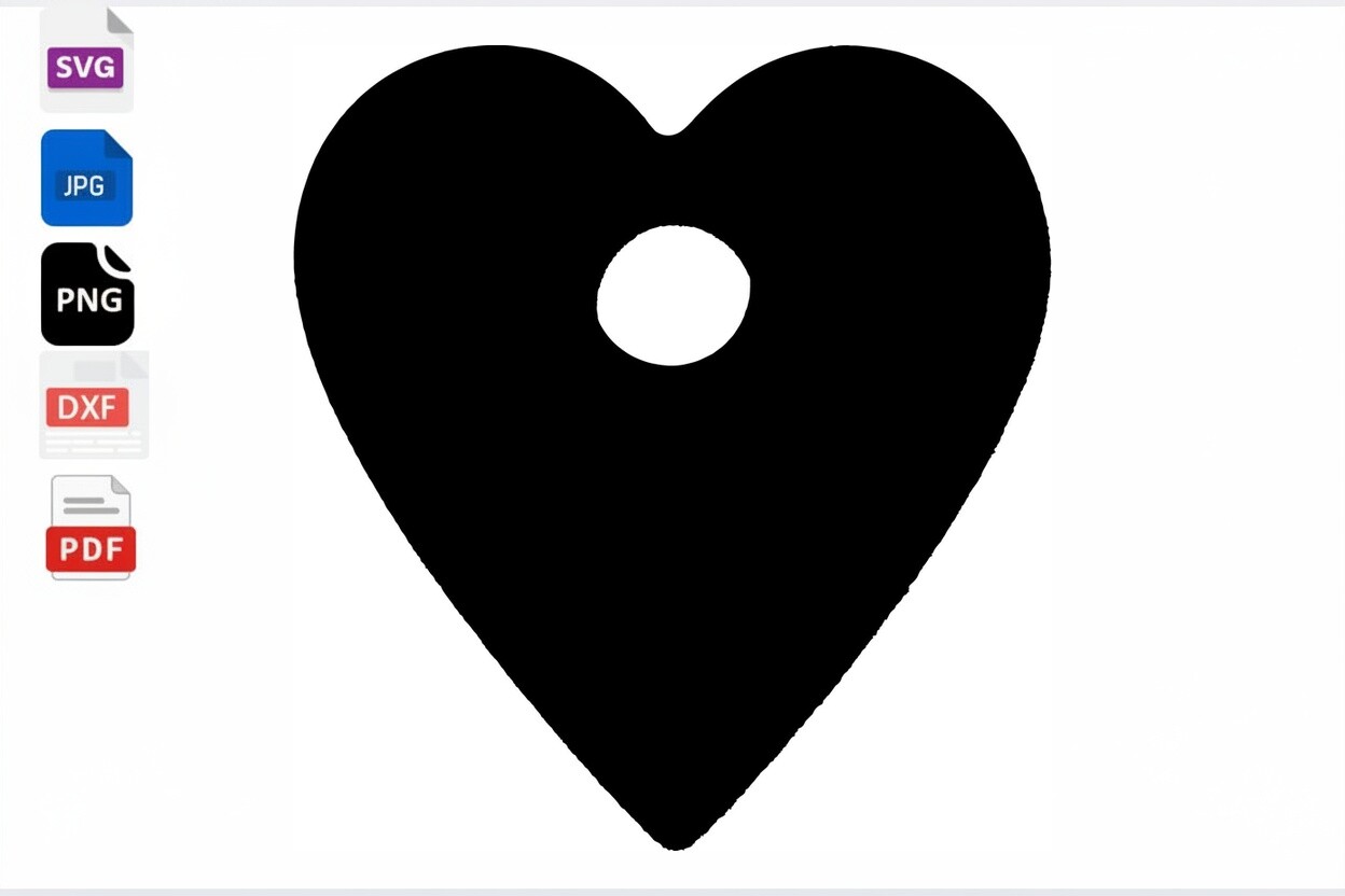 Heart Shape Tag SVG PNG DXF PDF Files
