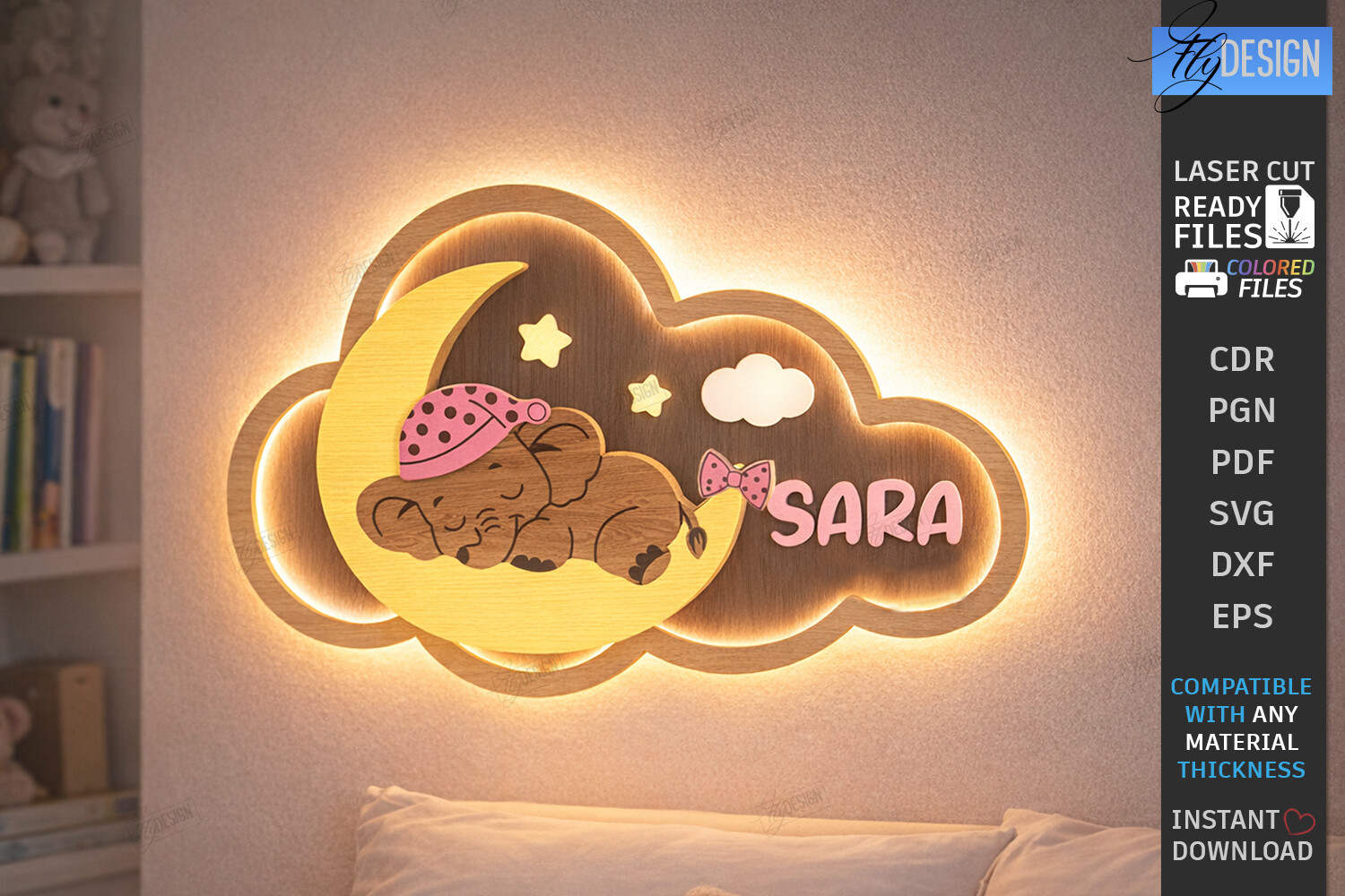 Personalized Cloud Night Light Laser Cut