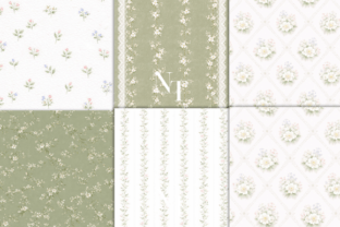Sage Green Floral Digital Paper Graphic by Nam Tiwa · Creative Fabrica