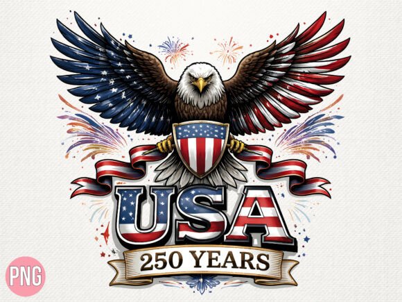 USA 250 Years Bald Eagle PNG T-shirt Graphic T-shirt Designs By Craft Hunter