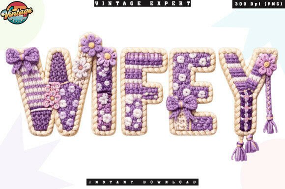 Wifey Wedding Gift Crochet Yarn PNG