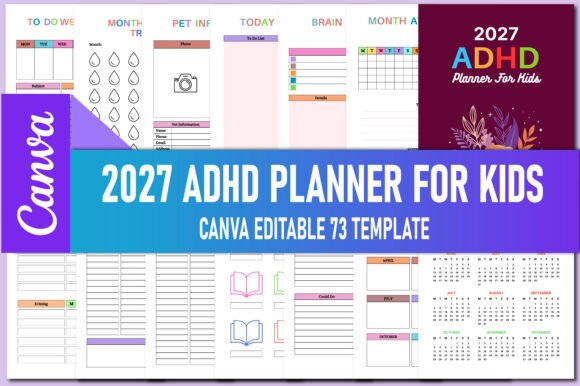 2027 ADHD Planner for Kids KDP Interiors