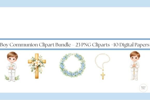Boy Communion Clipart Bundle PNG
