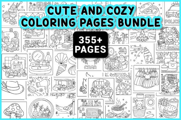 Cute and Cozy Coloring Pages Bundle Graphic by Happy Time · Creative ...