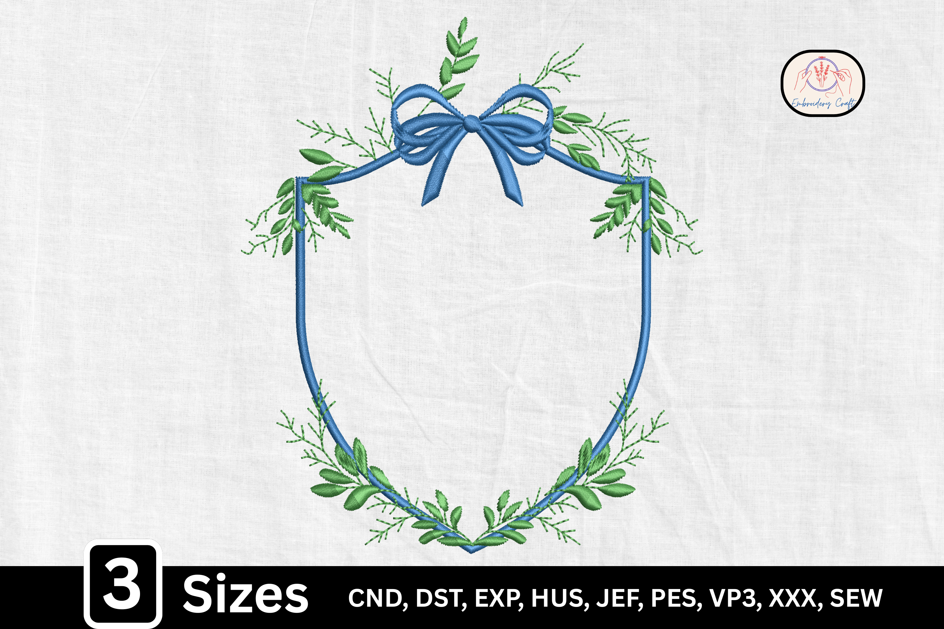 Floral Blue Monogram Bow Frame