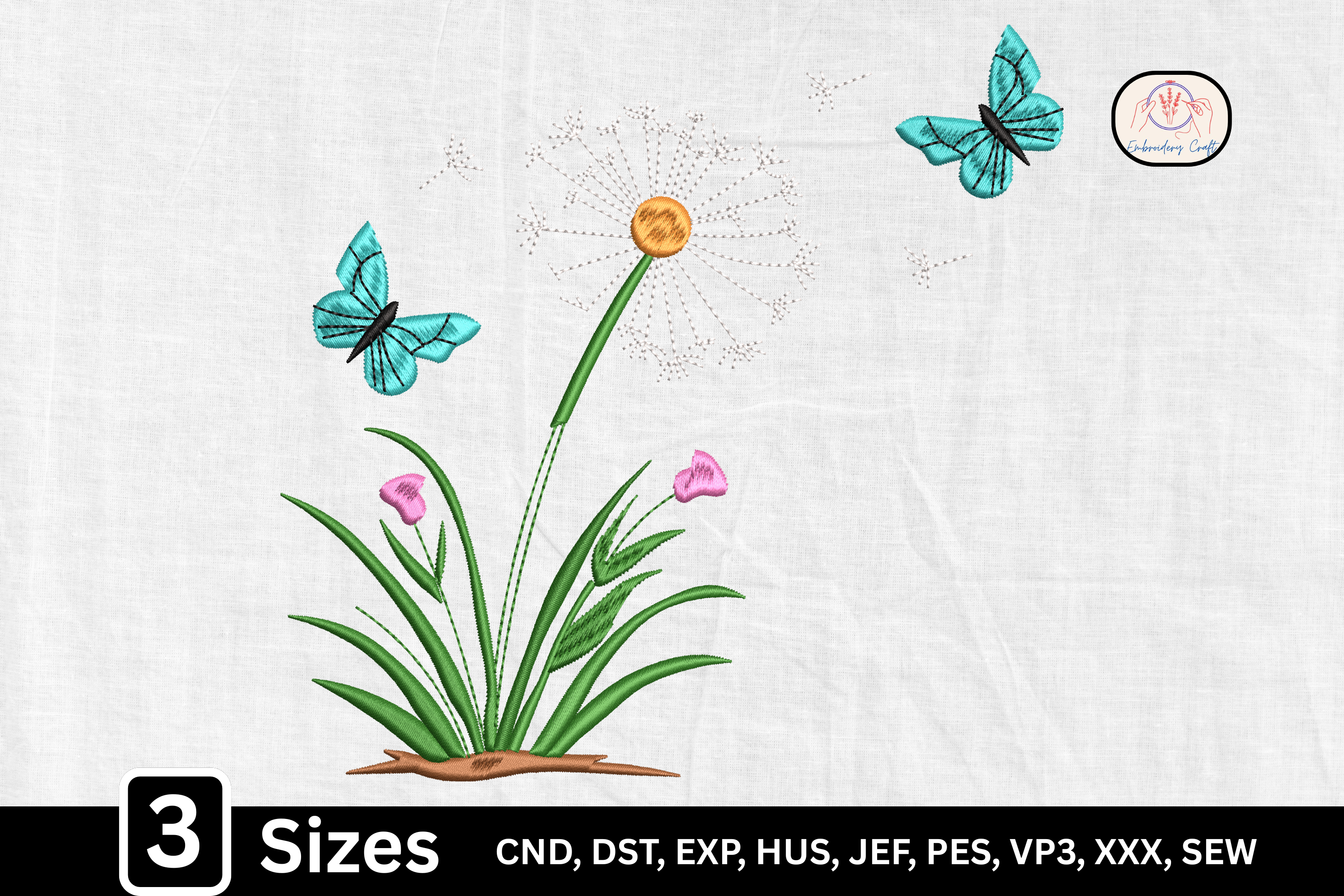 Floral Nature Dandelion & Butterfly