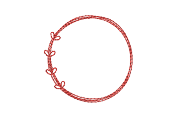 Leaf Wreath Outline Redwork
