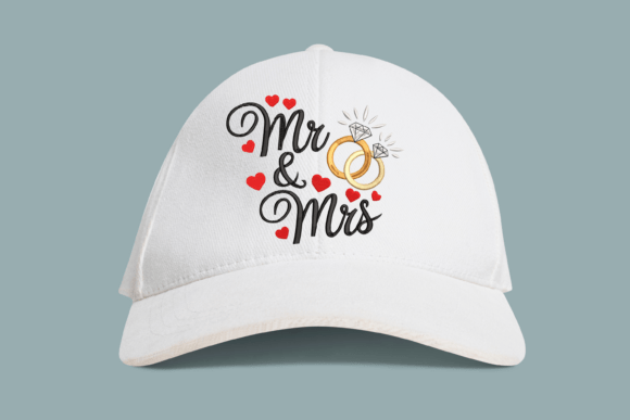 Machine Mr & Mrs Wedding Rings Heart