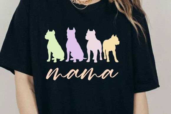 Pitbull dog mama retro Mother's Day SVG design for Cricut HTV pressing on Bella Canvas
