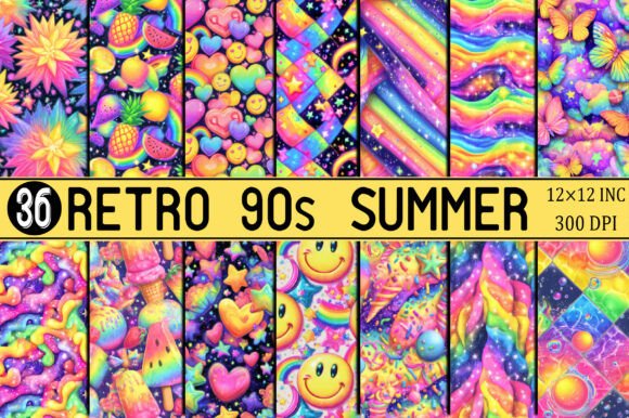 Retro 90s Summer Y2K Digital Paper
