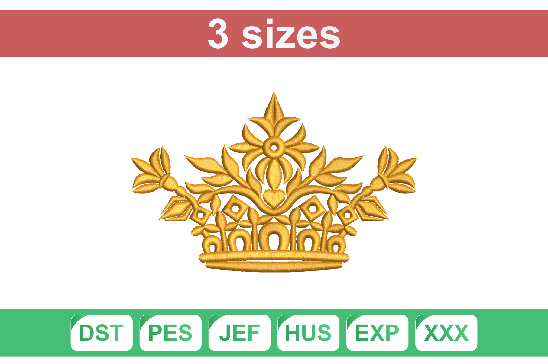 Royal Crown Tiara Embroidery Design