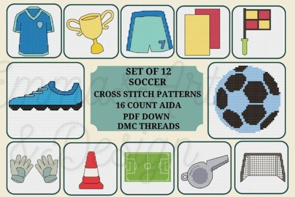 Soccer Cross Stitch Patterns Set