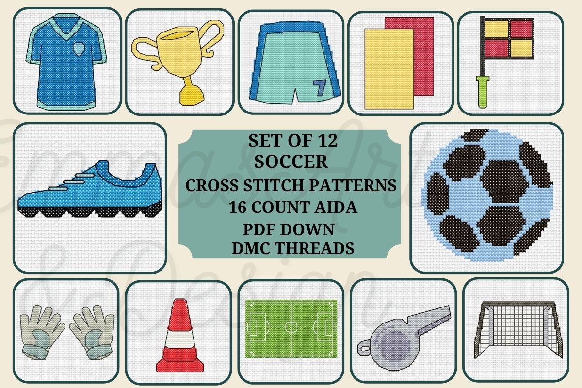 Soccer Cross Stitch Patterns Set