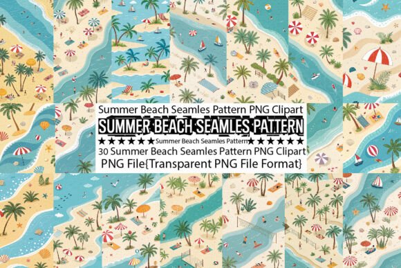 Summer Beach Seamles Pattern Bundle Graphic by PrintExpert · Creative ...