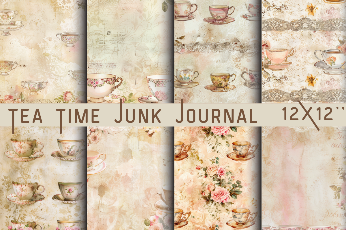 Tea Time Junk Journal Paper Graphic by DigiArt · Creative Fabrica