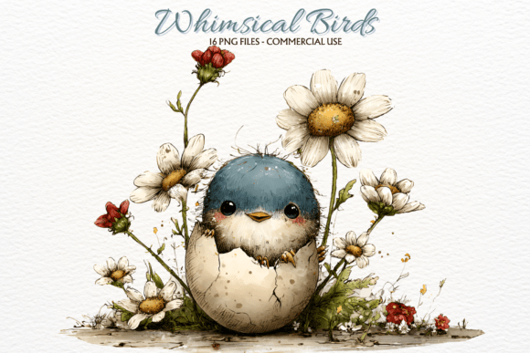 Whimsical Spring Birds Clipart Woodland