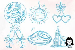 Whimsical Wedding Clipart SVG PNG Bundle Graphic by Cat Lady · Creative ...
