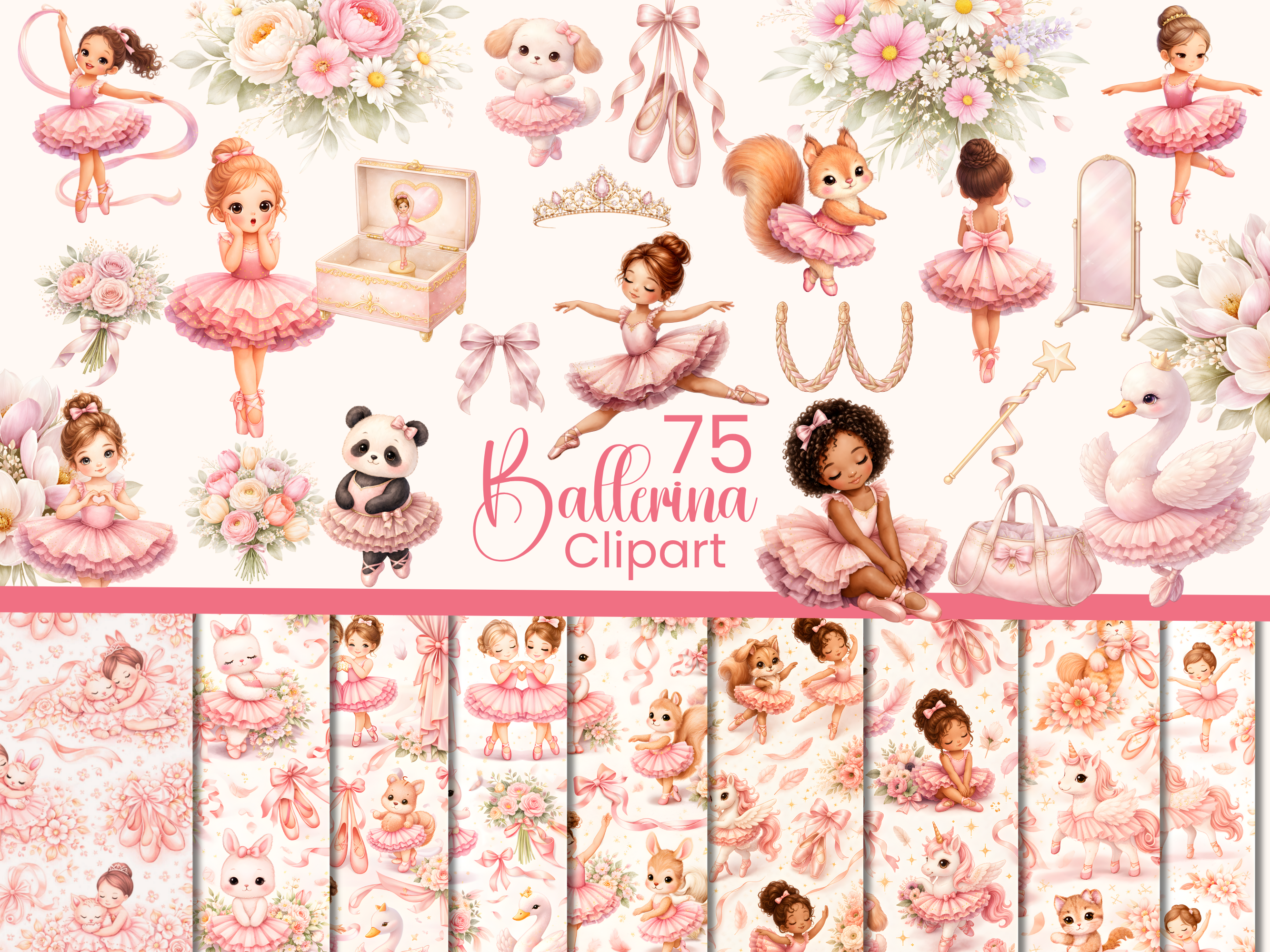 Blush Pink Ballerina Clipart Graphic by Andreea Eremia Design ...