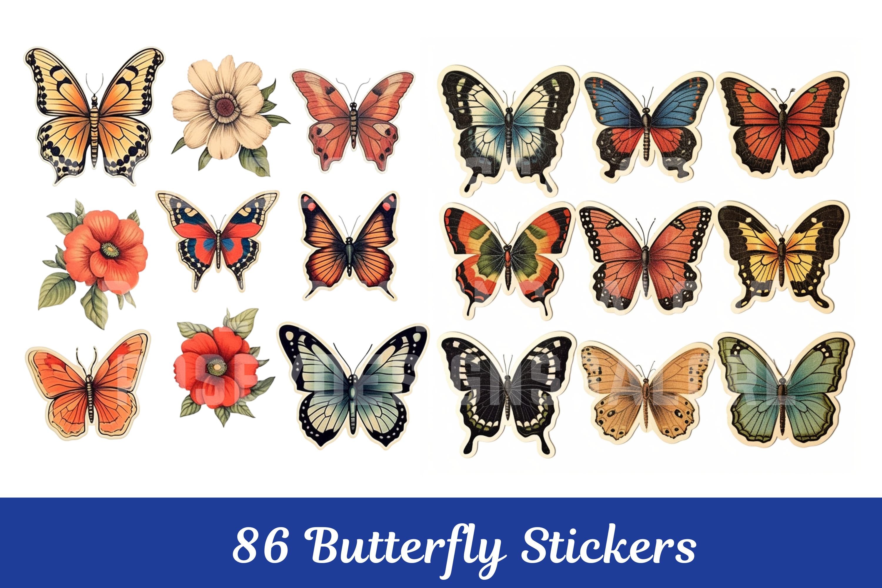 Butterfly Floral Stickers