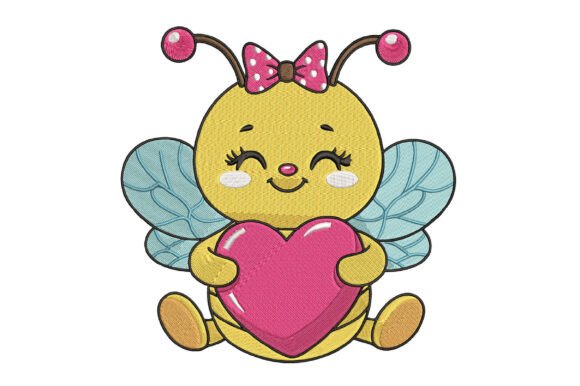 Cute Bee Embroidery Design