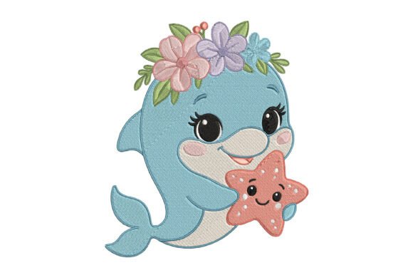 Cute Dolphin Embroidery Design