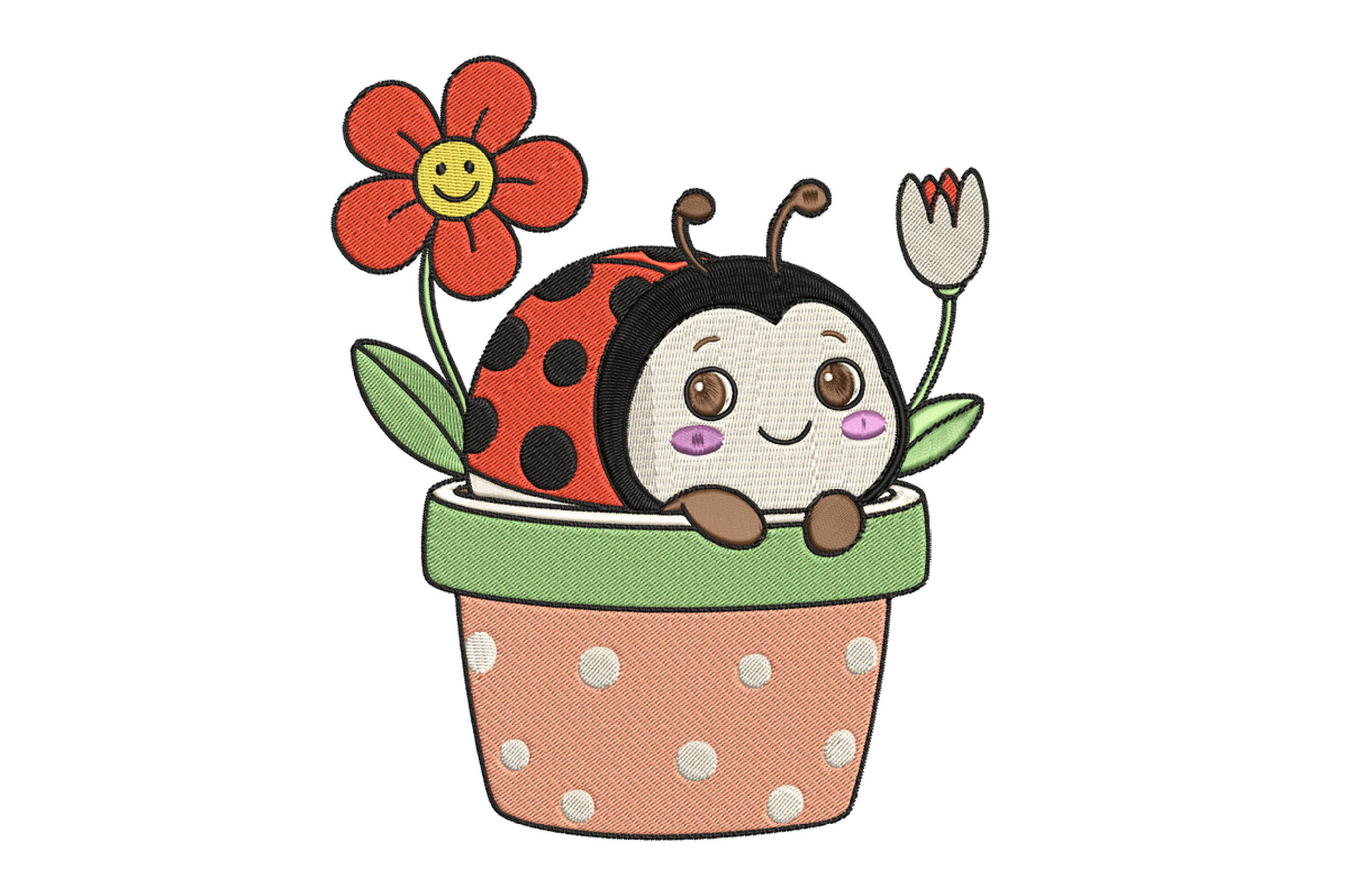 Cute Ladybug Embroidery Design