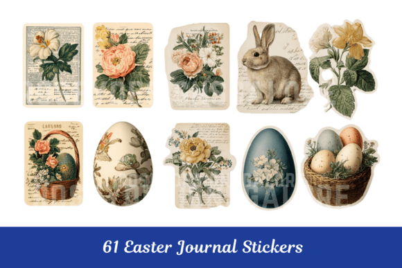 Easter Journal Stickers Floral Bunny