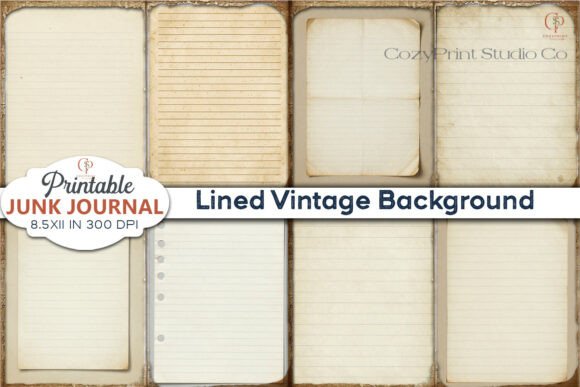 Lined Vintage Background Junk Journal Graphic Backgrounds By CozyPrint Studio Co