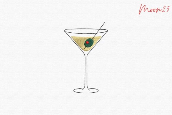 Martini Glass Olive Minimal Cocktail